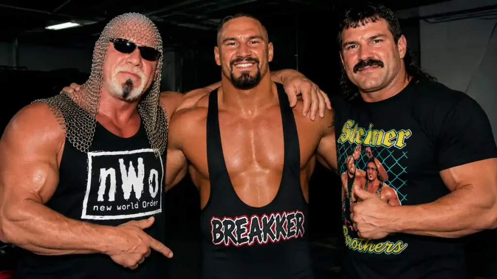 Bron Breakker with his father Rick Steiner and uncle Scott Steiner.