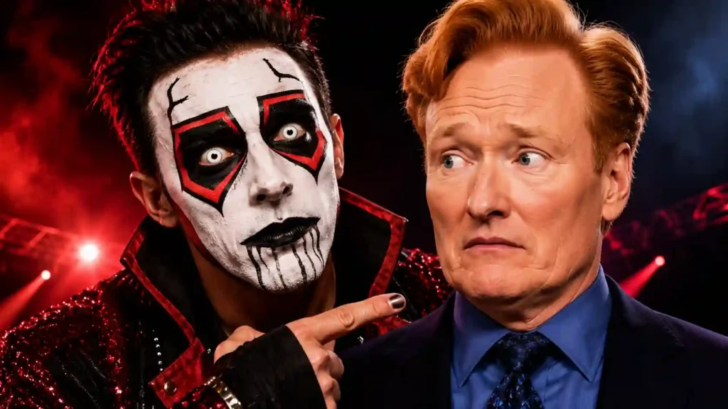 Danhausen standing beside Conan O'Brien