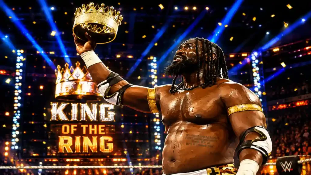 oba femi poses after becoming king of the ring