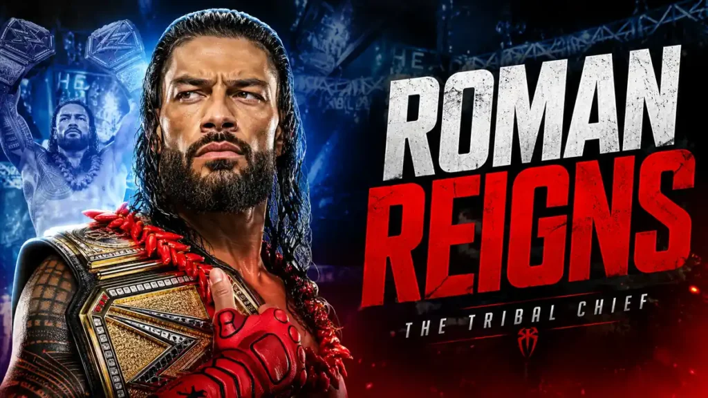 Roman Reigns holding the World Heavyweight Championship during his dominant WWE Tribal Chief era in 2026