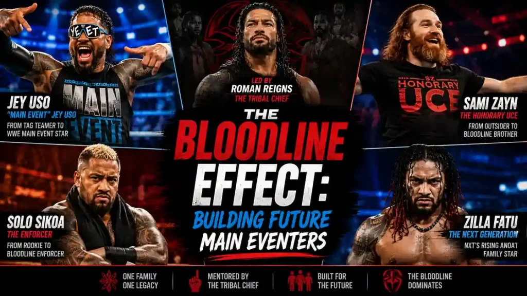 Jey Uso Sami Zayn Solo Sikoa Zilla Fatu Bloodline stars elevated by Roman Reigns