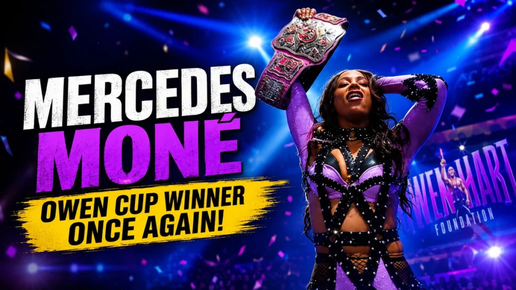 Mercedes Moné celebrates after winning the AEW Owen Hart Cup for the second consecutive year at Forbidden Door 2026
