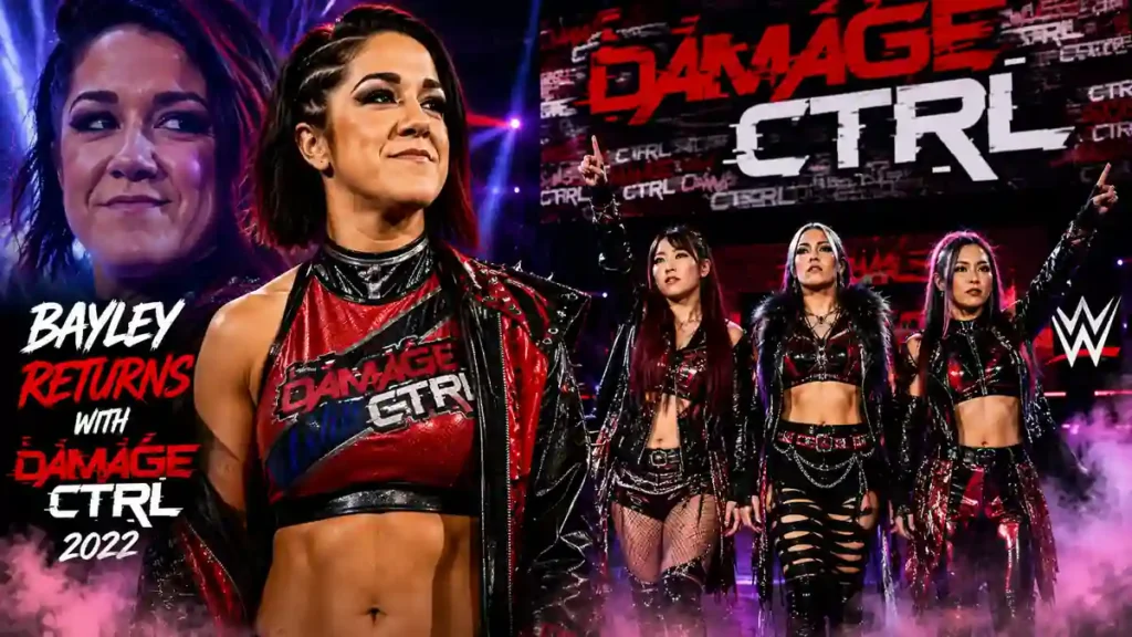 Bayley returning with Damage CTRL during her 2022 WWE comeback.