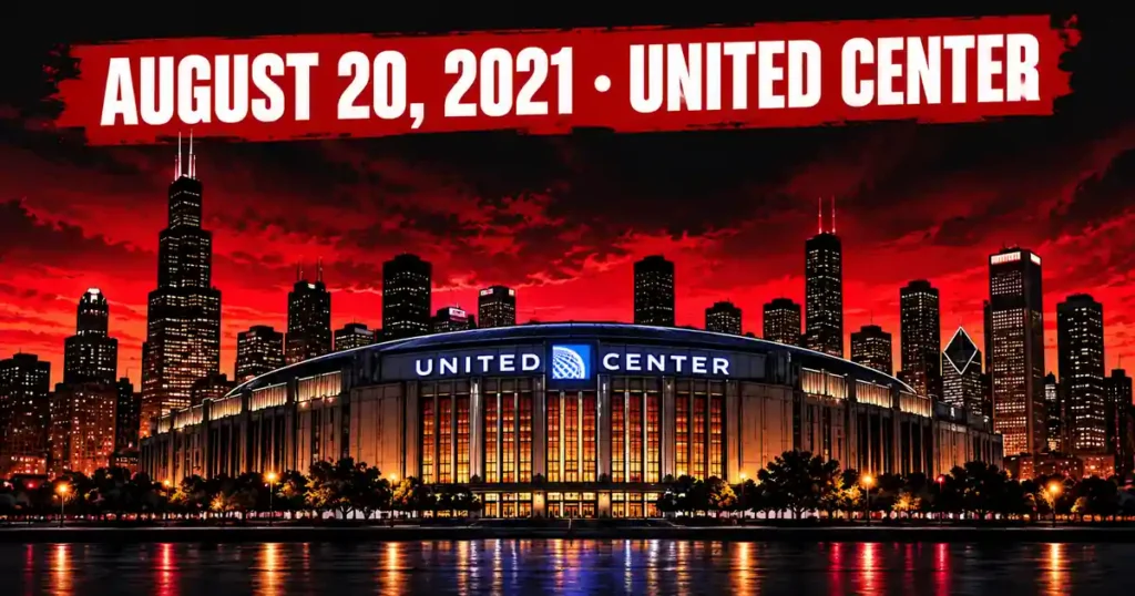 Chicago skyline graphic marking CM Punk's AEW debut on August 20, 2021