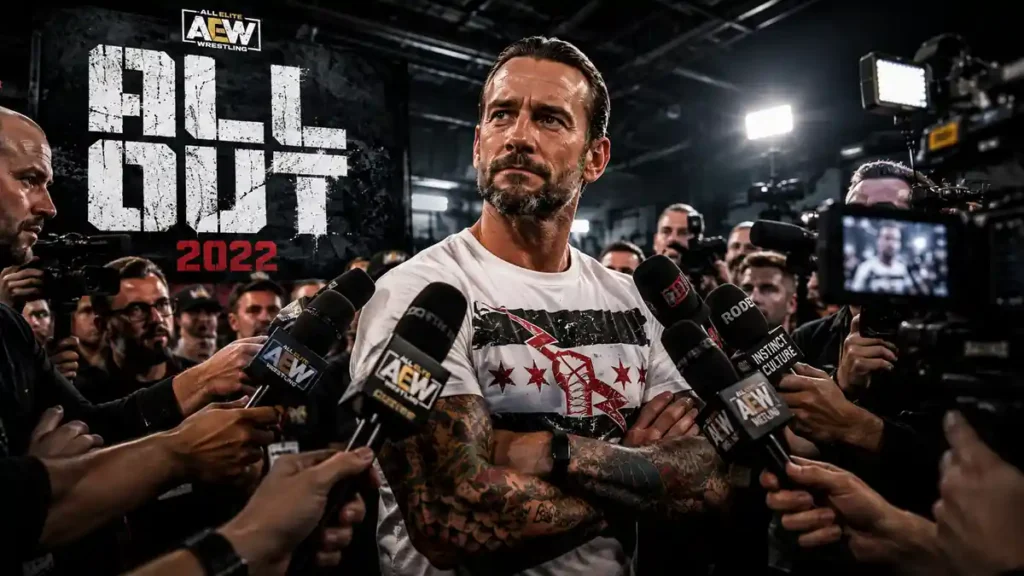 CM Punk at AEW All Out 2022 media scrum
