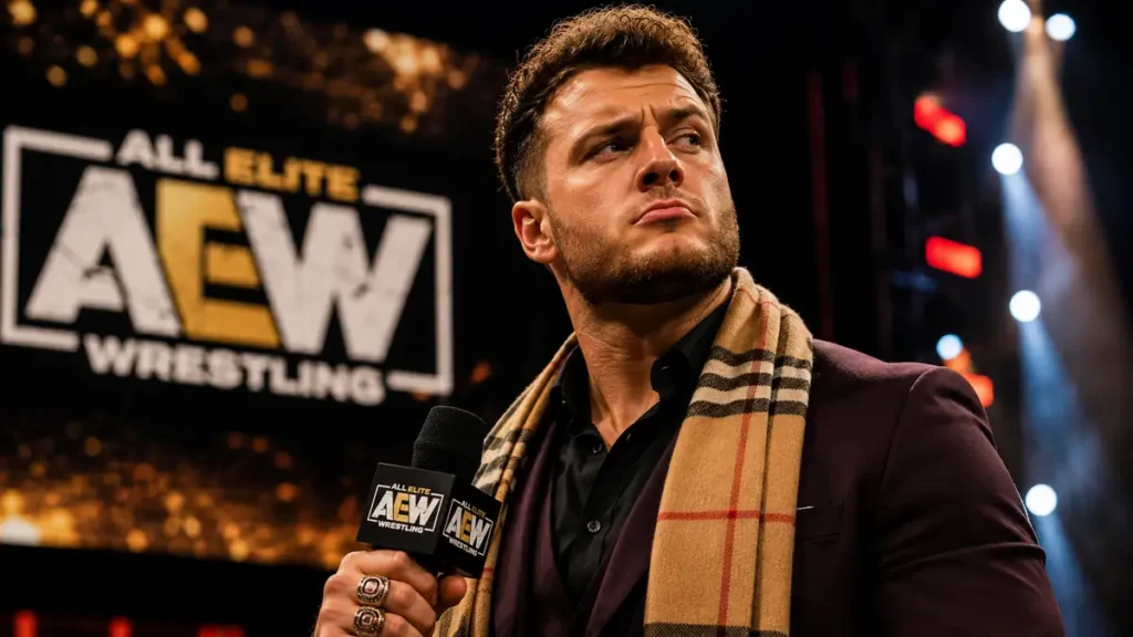 MJF during an AEW wrestling promo in the arena