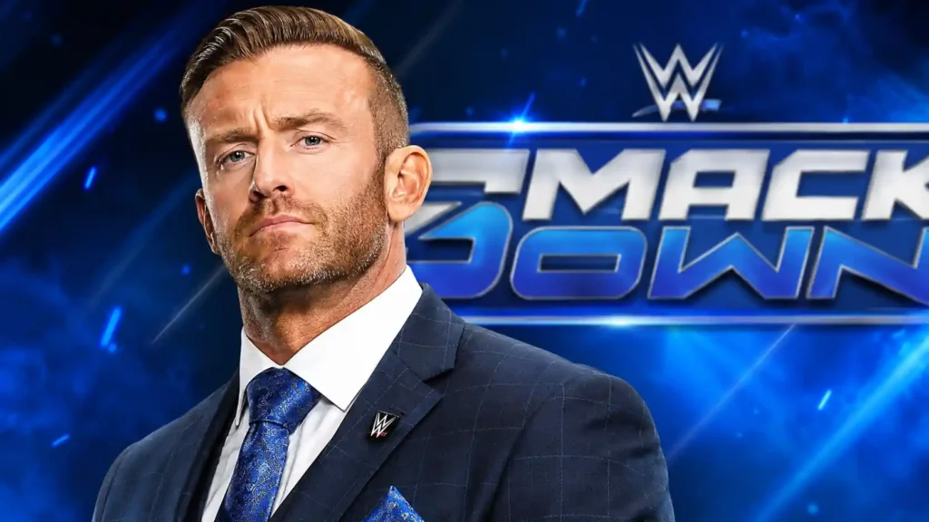 Nick Aldis as WWE SmackDown General Manager featured in a "10 Surprising Facts About Nick Aldis" article