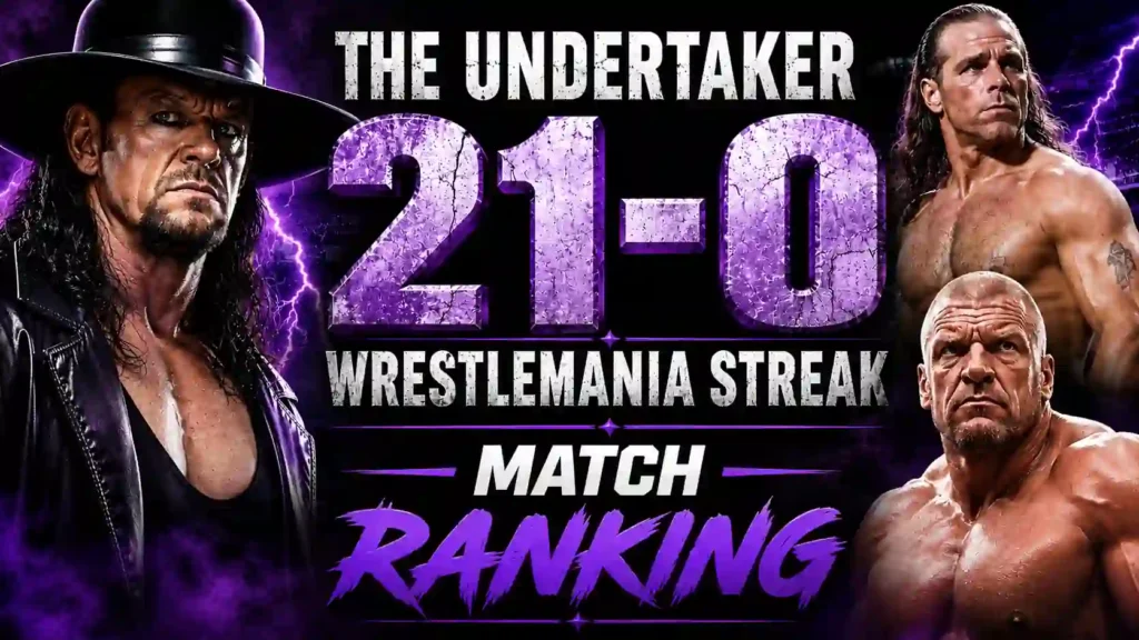 The Undertaker 21-0 WrestleMania Streak match ranking featuring Shawn Michaels and Triple H