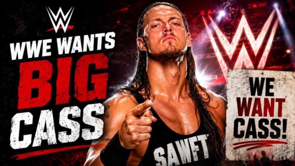 WWE Wants Big Cass thumbnail featuring the former WWE superstar pointing toward the camera with a dramatic WWE arena background and bold return-themed design.