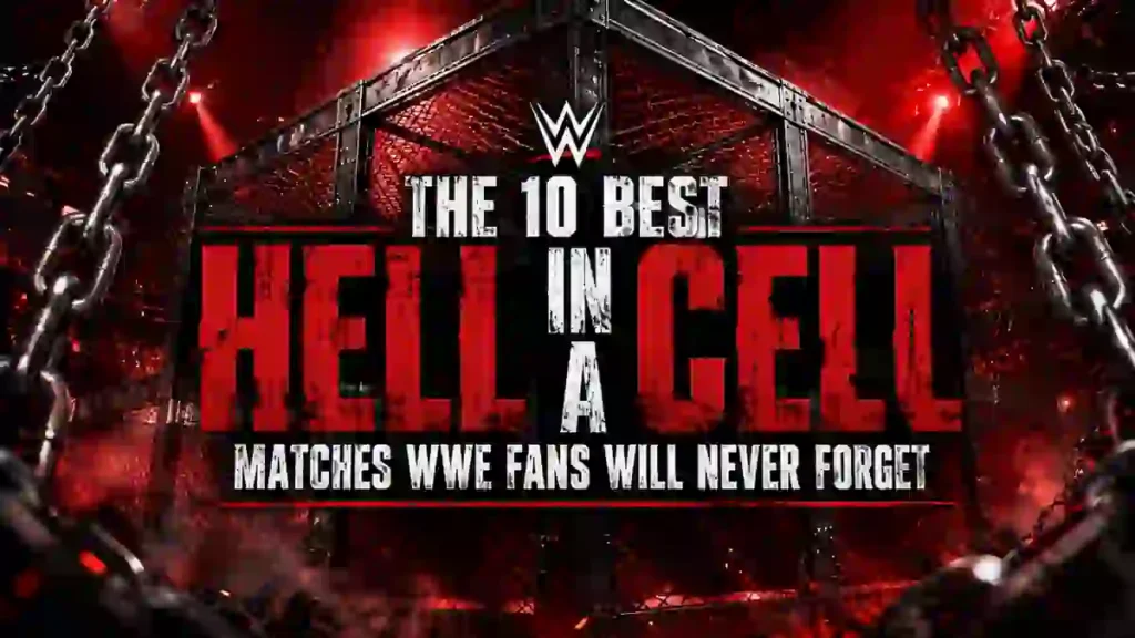 WWE Hell in a Cell structure graphic ranking the greatest matches in history
