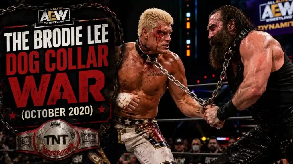 Cody Rhodes and Mr Brodie Lee in dog collar match for AEW TNT Championship