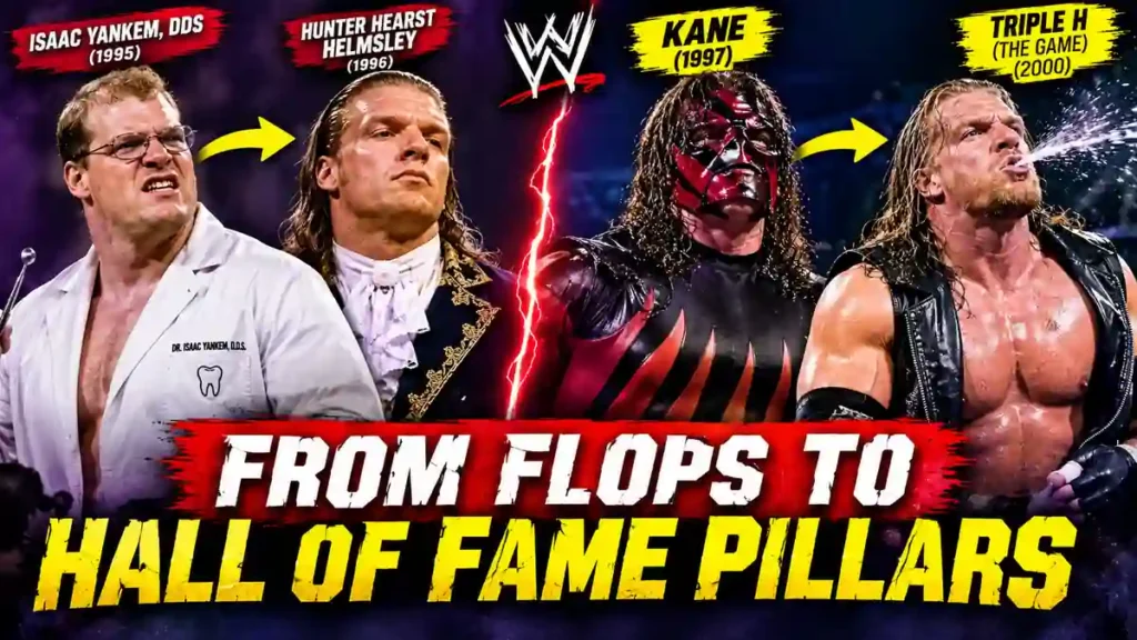 Kane Isaac Yankem dentist to Big Red Machine and Triple H Hunter Hearst Helmsley evolution