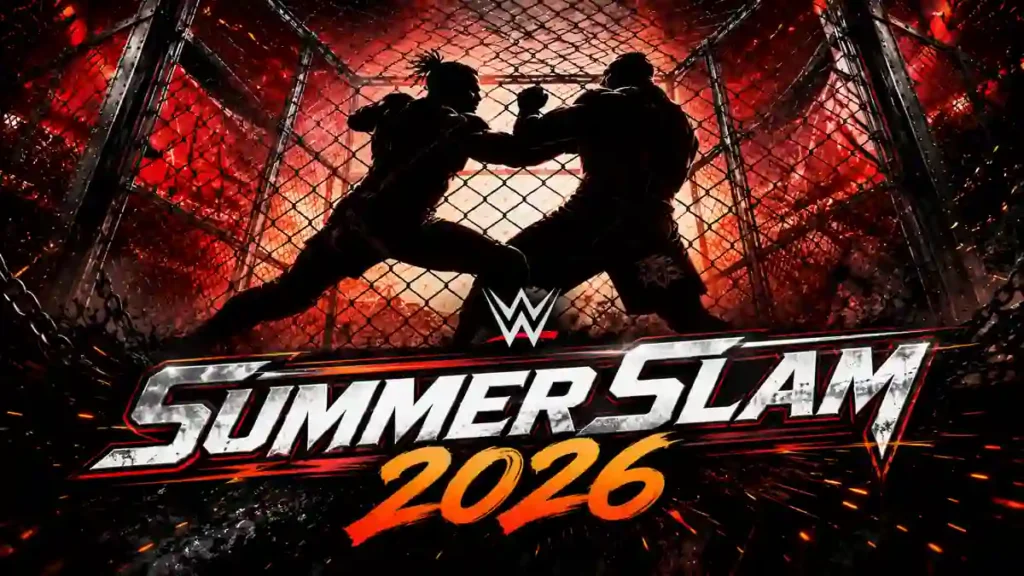 Illustration representing Oba Femi vs Brock Lesnar Hell in a Cell rivalry