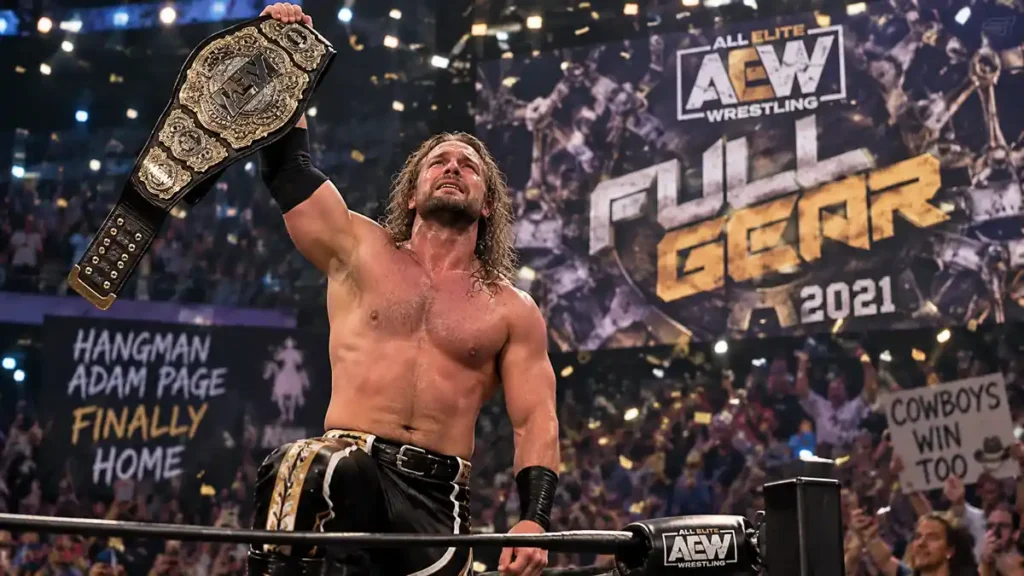 Hangman Adam Page AEW storyline climax celebrating
