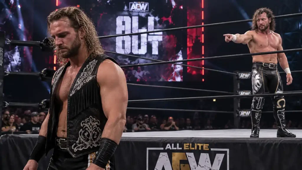 Kenny Omega facing Hangman Adam Page during the Hangman Adam Page AEW storyline rivalry
