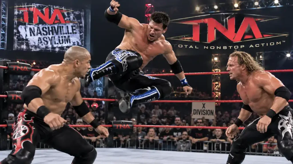 Early TNA X-Division history match showcasing Low Ki and Jerry Lynn in action