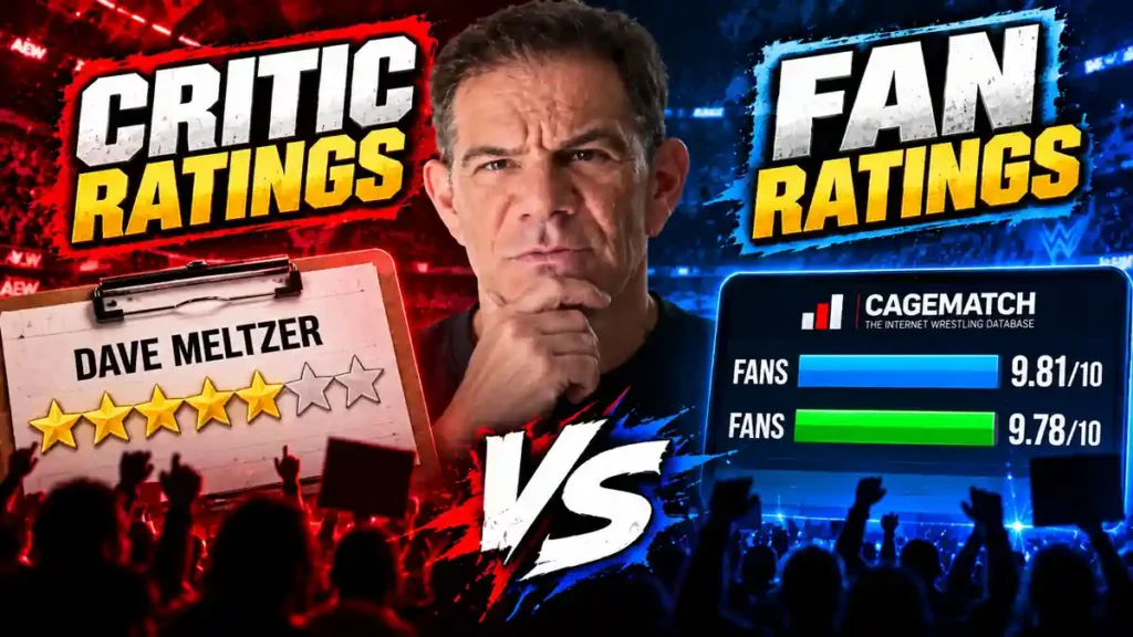 Bar graphic comparing critic star ratings with fan ratings out of ten